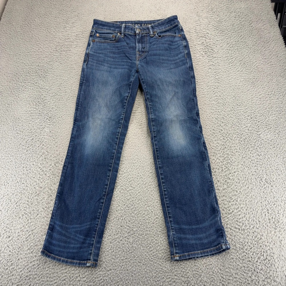 American Eagle Mens 28x30 Original Straight Jeans Stretch Medium Wash Blue